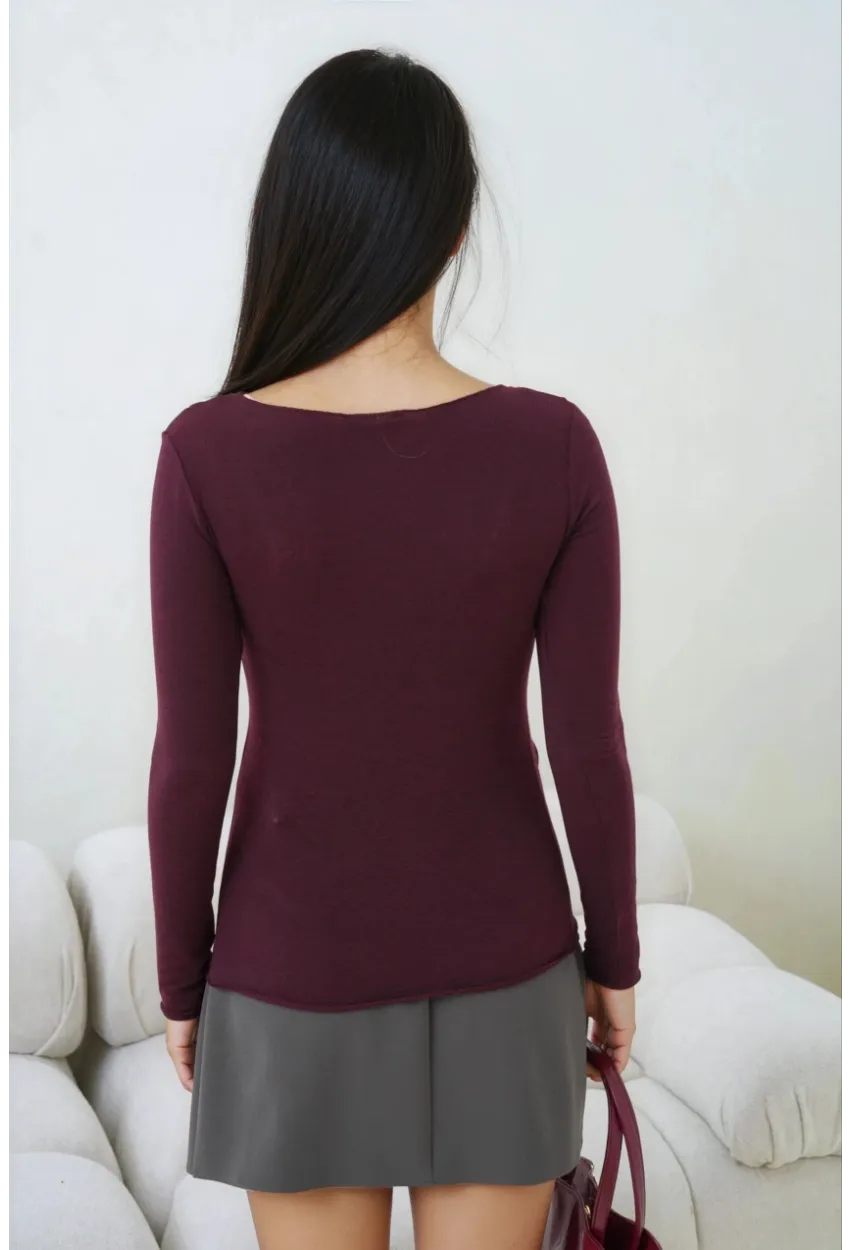 Kadın Geniş Yaka Uzun Kol Lycralı Penye Bluz