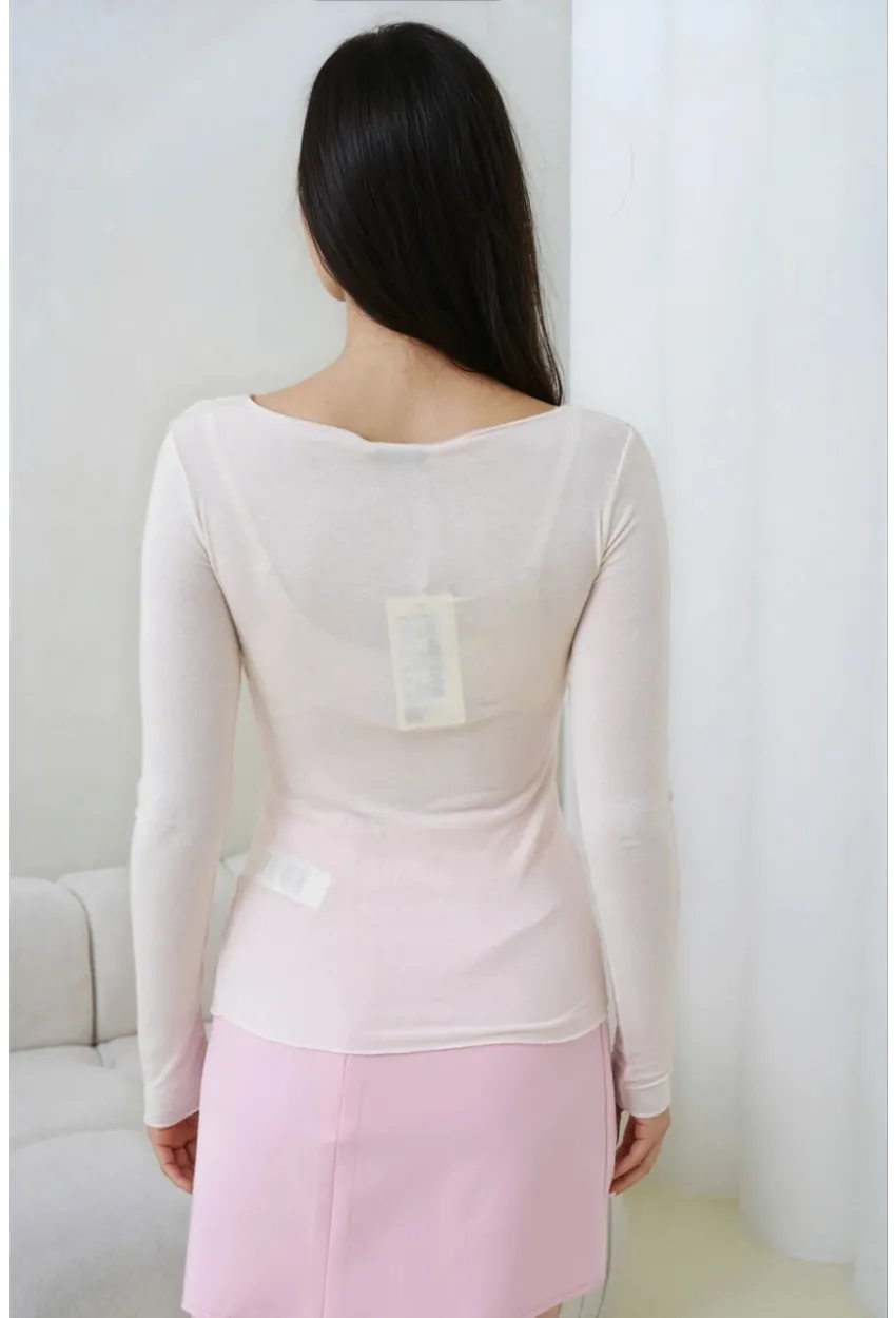 Kadın Geniş Yaka Uzun Kol Lycralı Penye Bluz