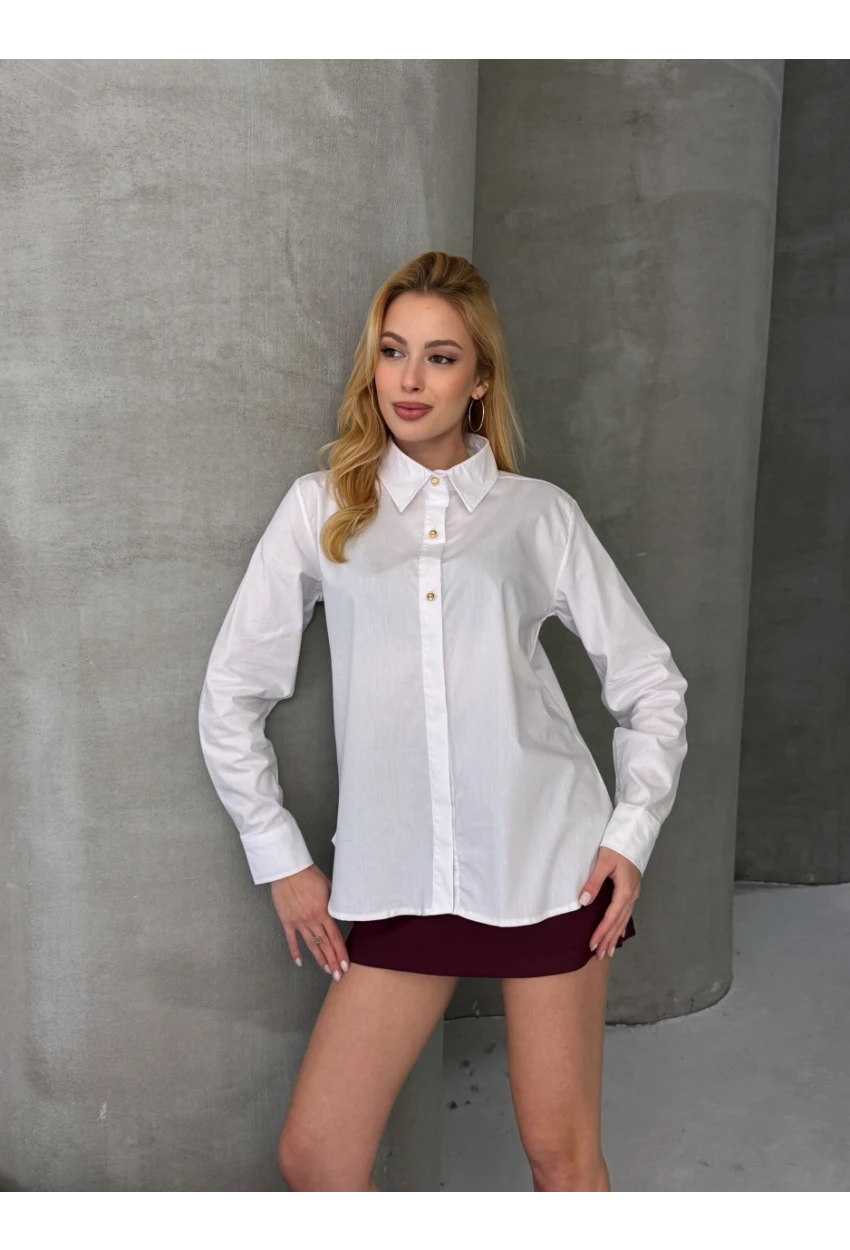 Kadın Gizli Patlı Düğme Detay Gömlek