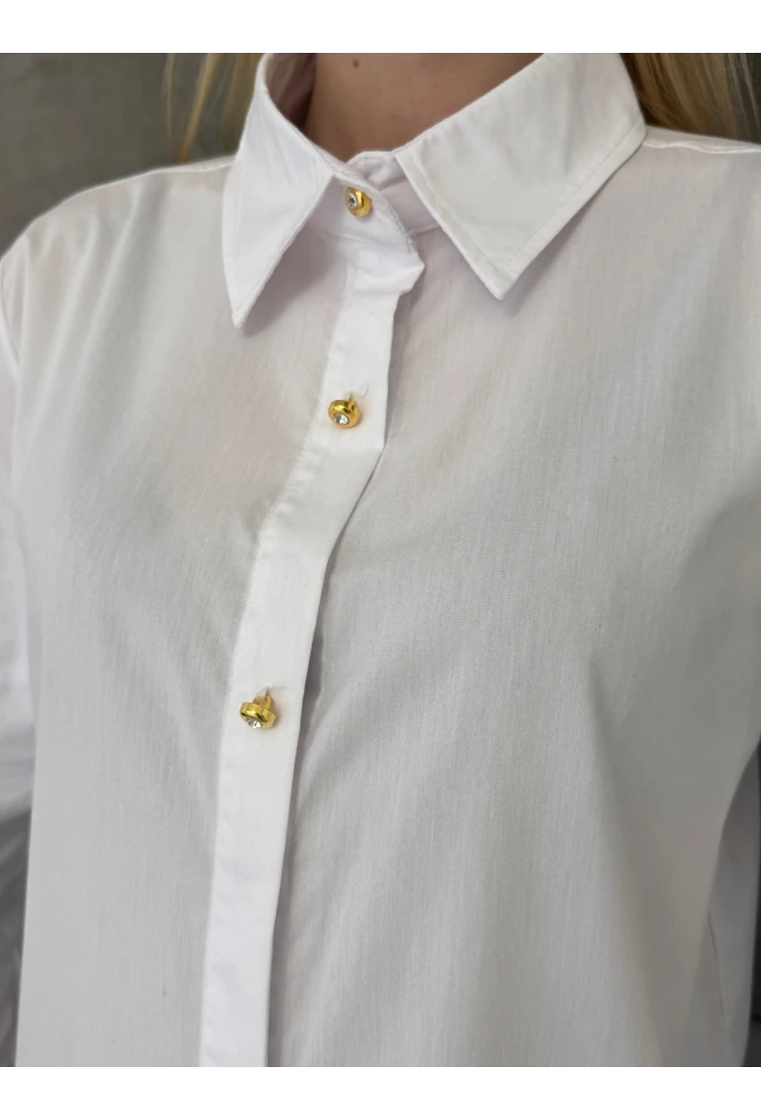 Kadın Gizli Patlı Düğme Detay Gömlek