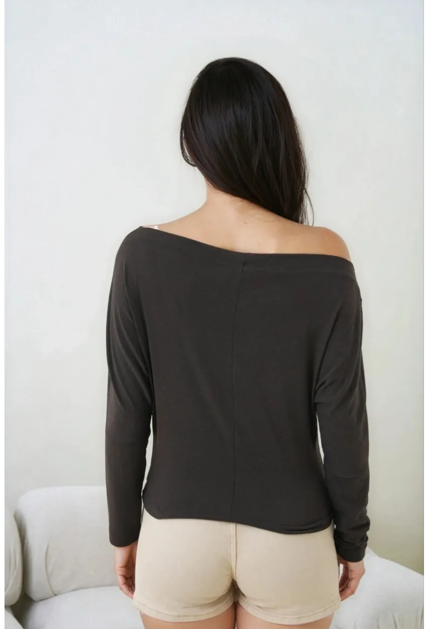 Kadın Kayık Yaka Yarasa Kol Lycralı Penye Bluz