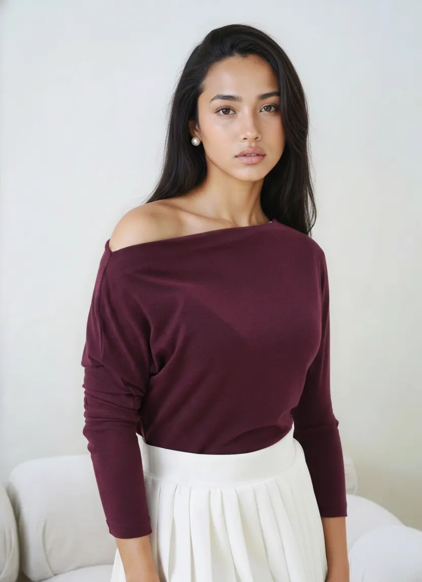 Kadın Kayık Yaka Yarasa Kol Lycralı Penye Bluz