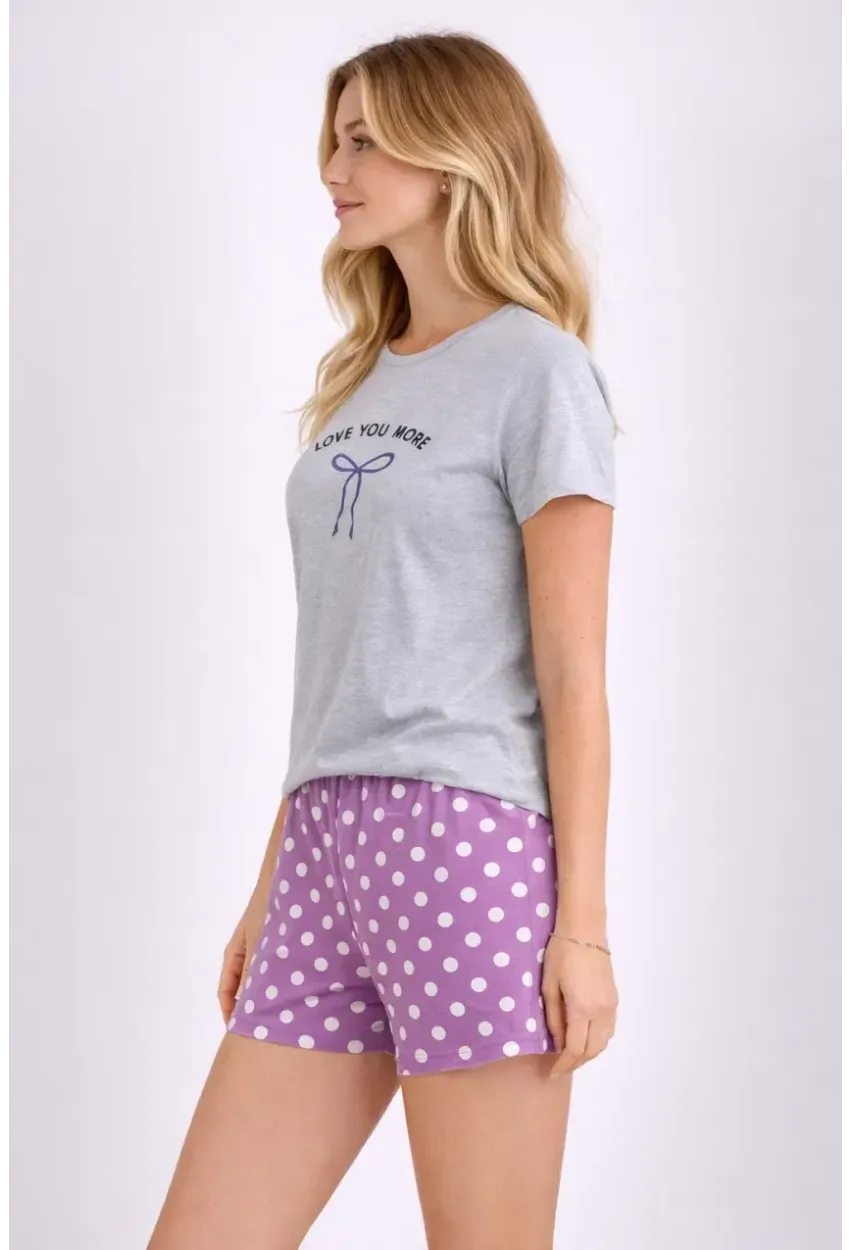 Kadın Kısa Kollu Pijama Takımı Şortlu Yazlık Rahat Kalıp Ev Giyim