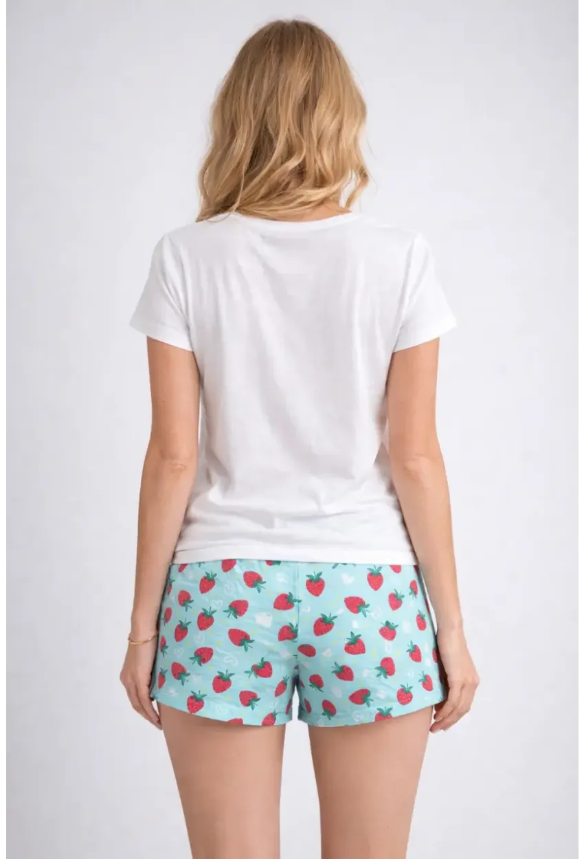 Kadın Kısa Kollu Pijama Takımı Şortlu Yazlık Rahat Kalıp Ev Giyim