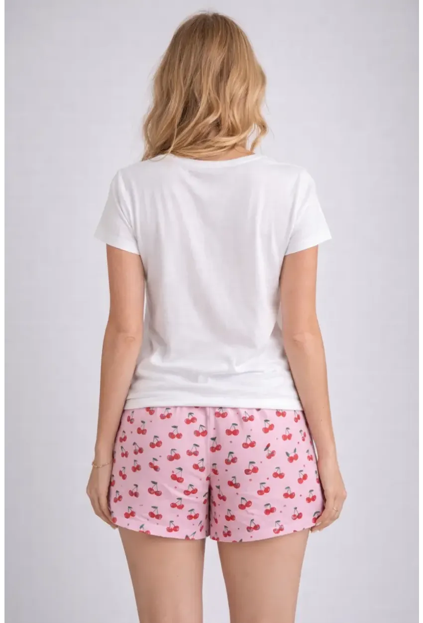 Kadın Kısa Kollu Pijama Takımı Şortlu Yazlık Rahat Kalıp Ev Giyim