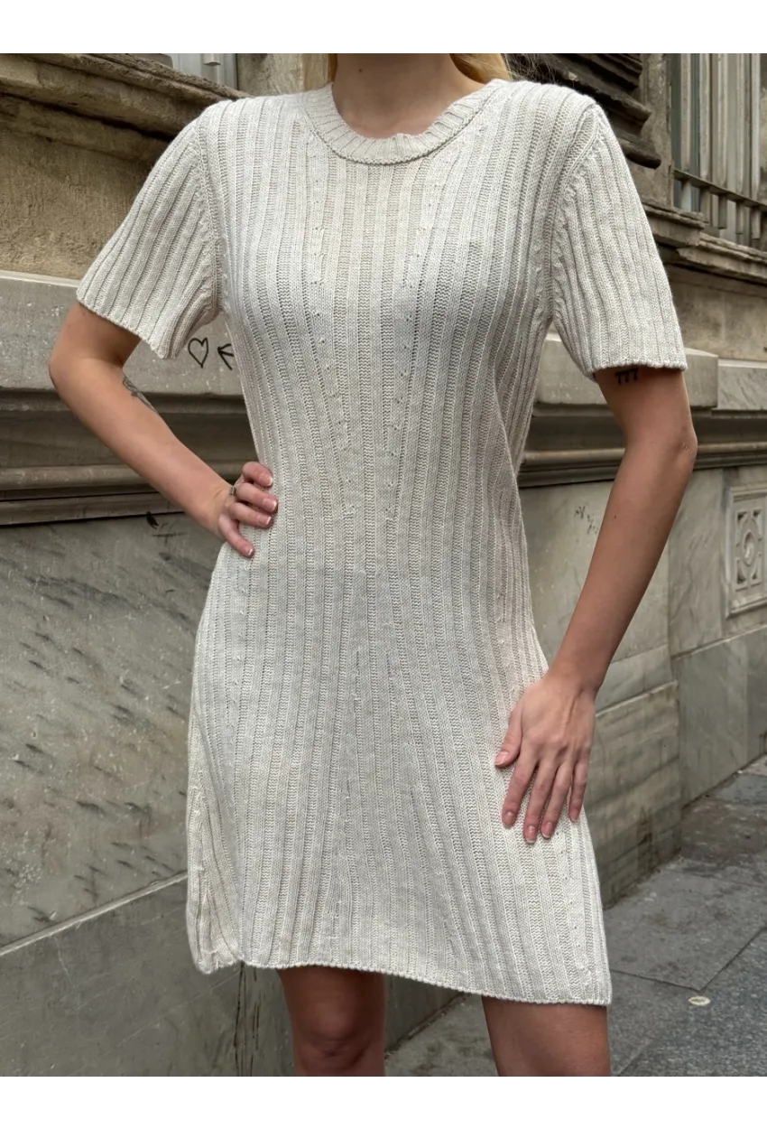 Kadın Nervürlü Mini Triko Elbise
