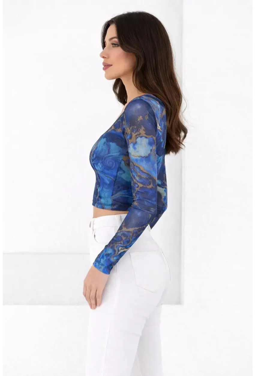 Kadın Paisley Desenli Kare Yaka Bluz