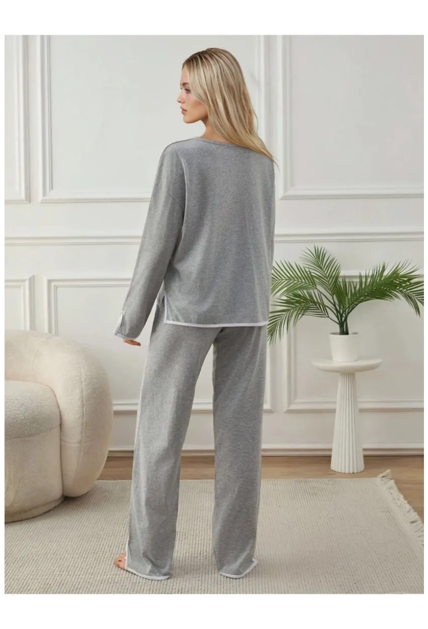 Kadın Relax Fit Süprem Pijama Takım Gri