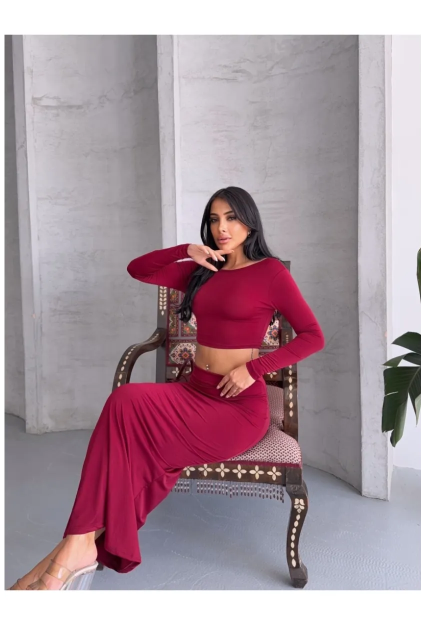 Kadın Sandy Kumaş Etek Bluz Alt Üst Takım