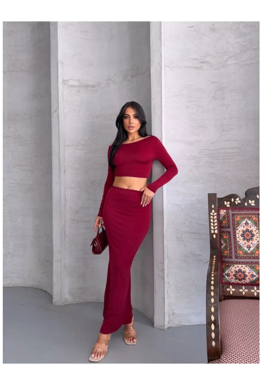 Kadın Sandy Kumaş Etek Bluz Alt Üst Takım