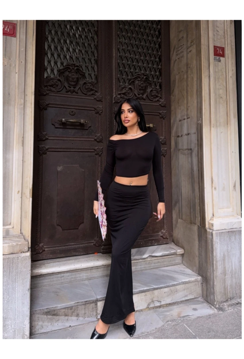 Kadın Sandy Kumaş Etek Bluz Alt Üst Takım