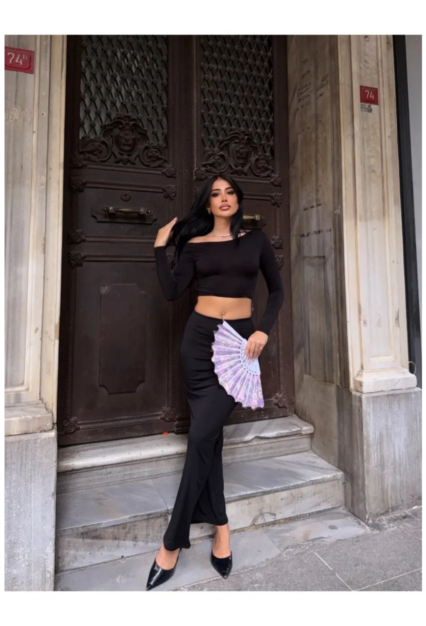 Kadın Sandy Kumaş Etek Bluz Alt Üst Takım