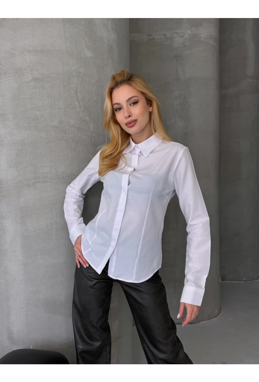 Kadın Slim Fit Düğmeli Beyaz Gömlek