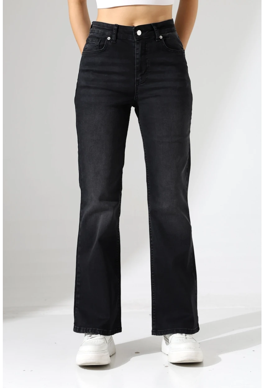Kadın Yüksek Bel İspanyol Paça Jean Pantolon