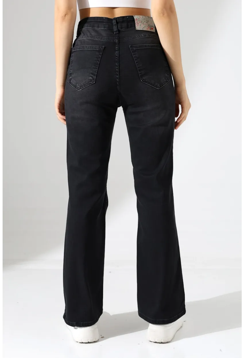 Kadın Yüksek Bel İspanyol Paça Jean Pantolon