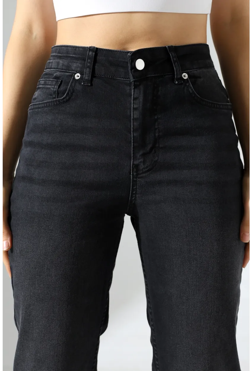 Kadın Yüksek Bel İspanyol Paça Jean Pantolon