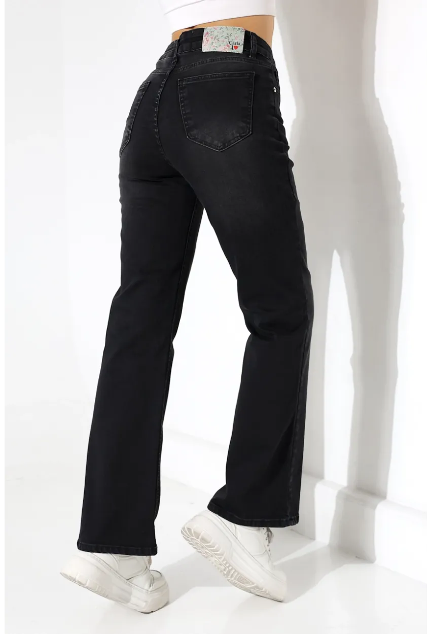 Kadın Yüksek Bel İspanyol Paça Jean Pantolon