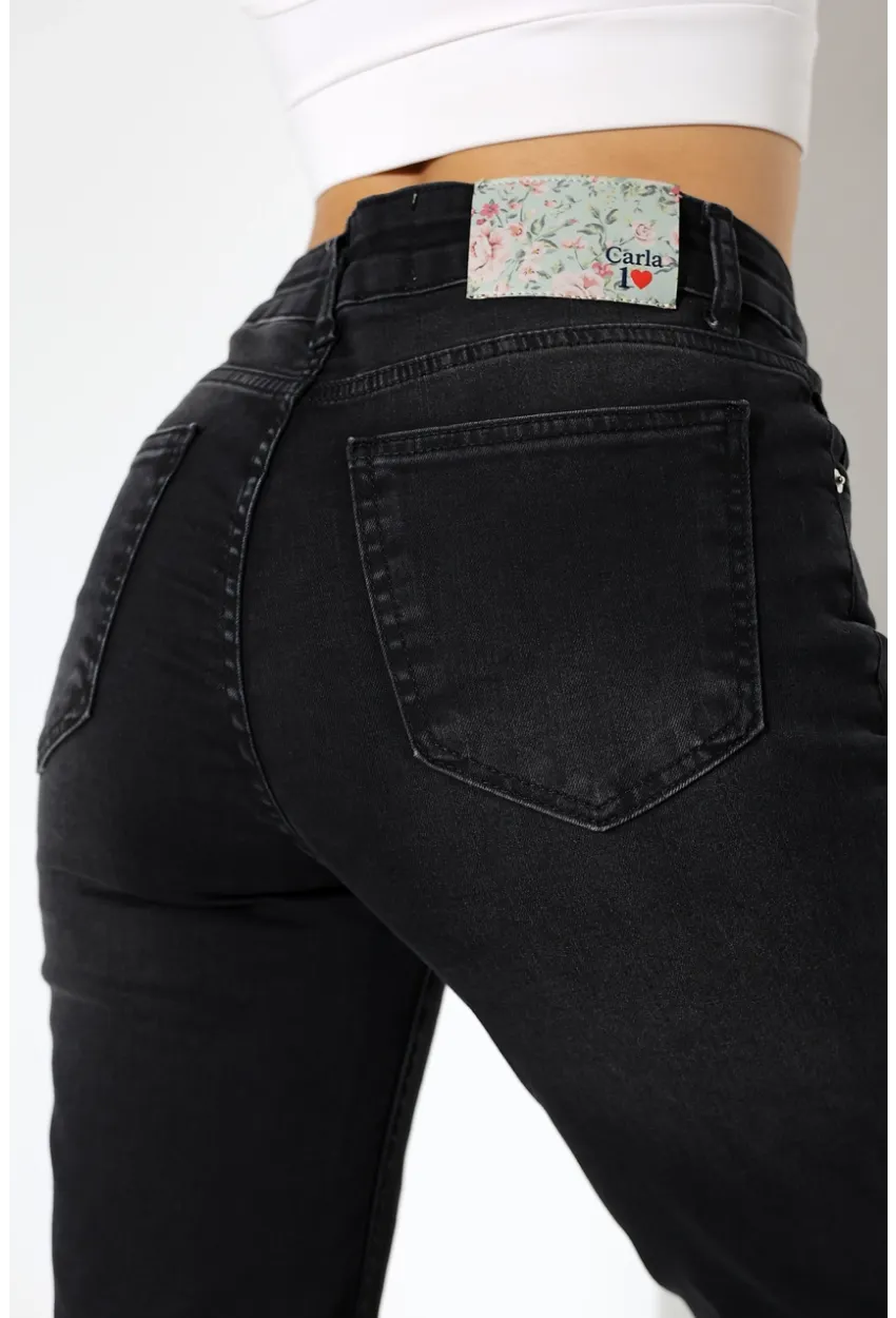 Kadın Yüksek Bel İspanyol Paça Jean Pantolon