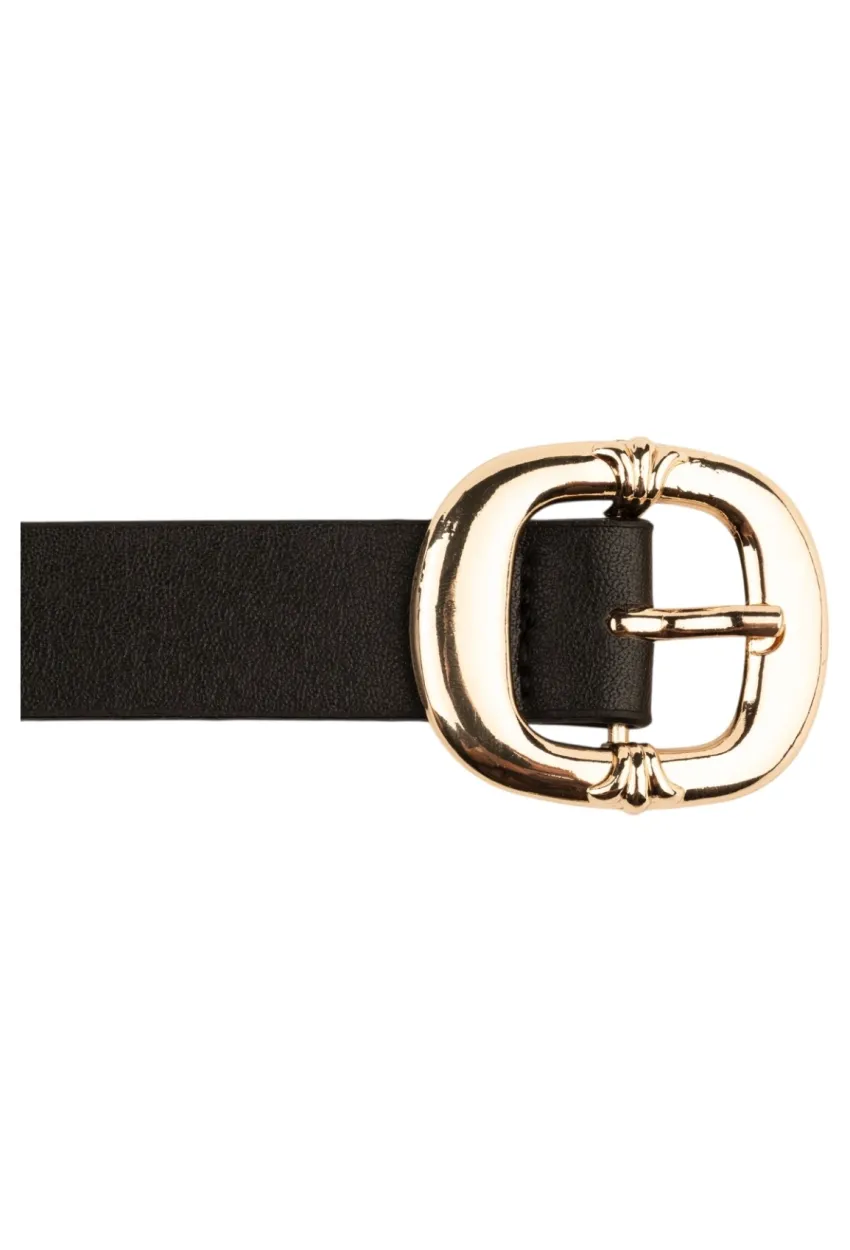 Kalın Kare Tokalı Siyah Kadın Kemeri