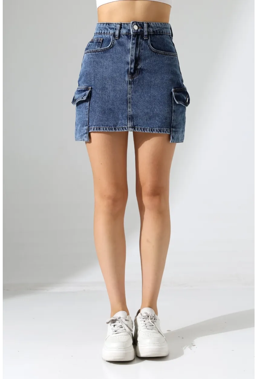 Kargo Cep Detay Mini Kot Etek