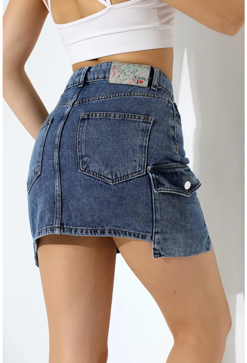 Kargo Cep Detay Mini Kot Etek