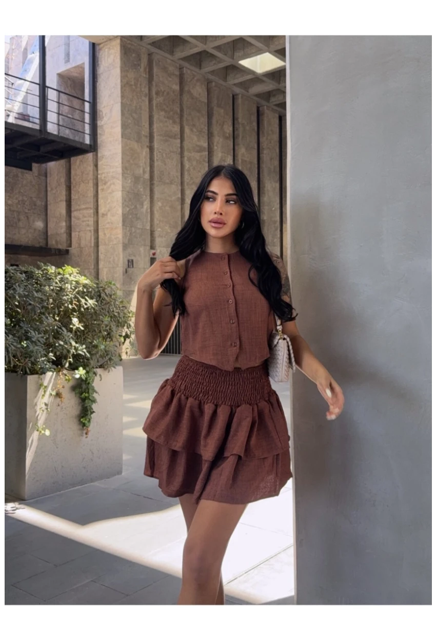 Katlı Etek ve Yelek Alt Üst Takım