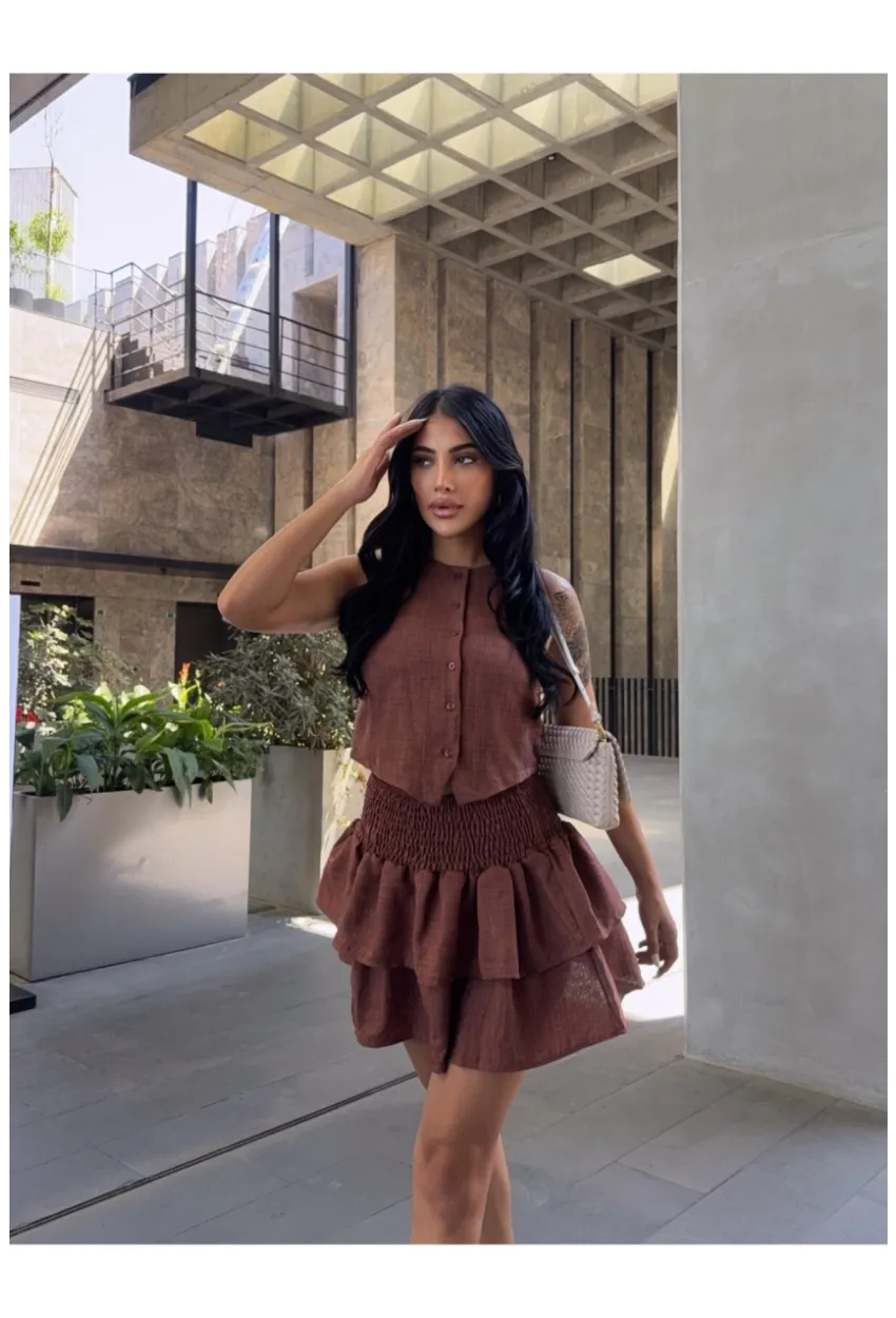 Katlı Etek ve Yelek Alt Üst Takım