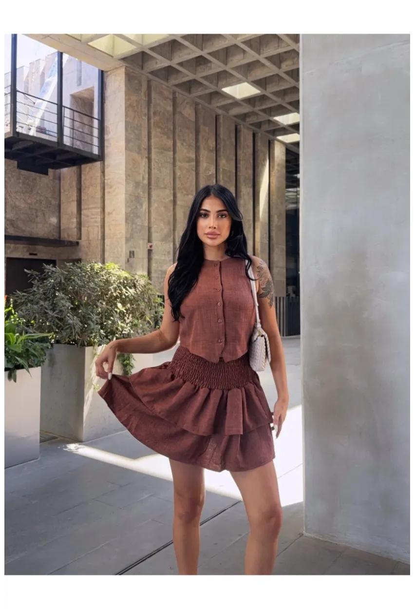 Katlı Etek ve Yelek Alt Üst Takım