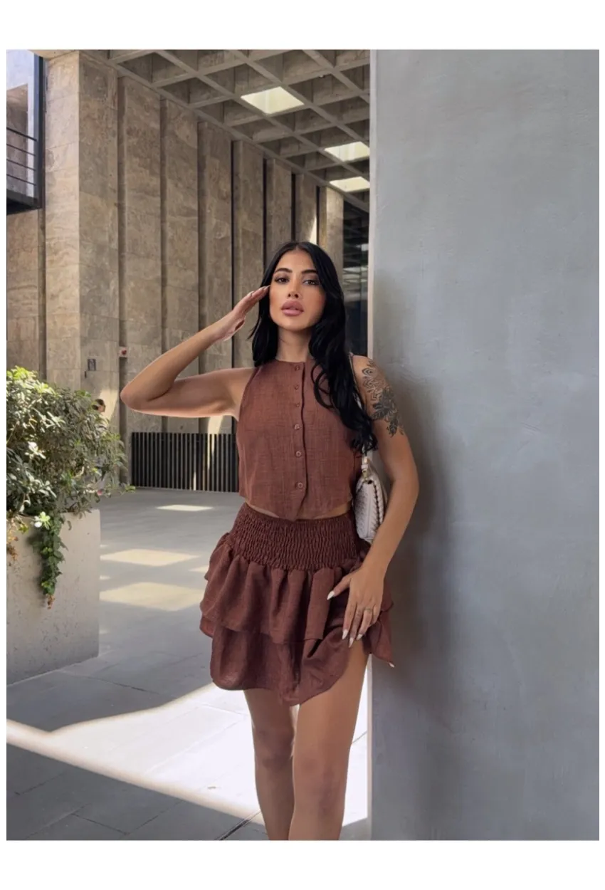 Katlı Etek ve Yelek Alt Üst Takım