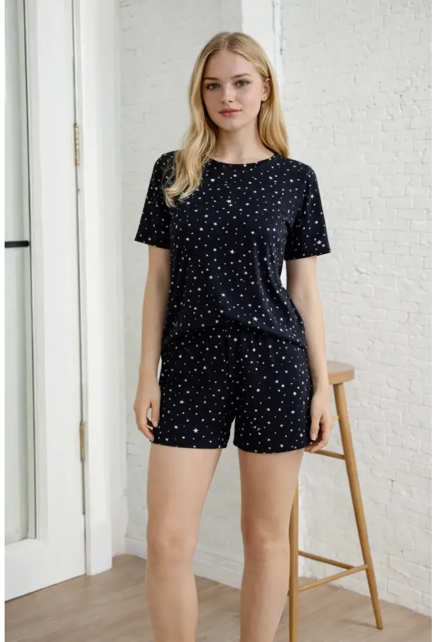 Kısa Kollu Rahat Kesim Pijama Takımı