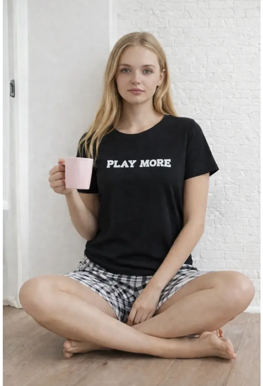 Kısa Kollu Rahat Kesim Pijama Takımı