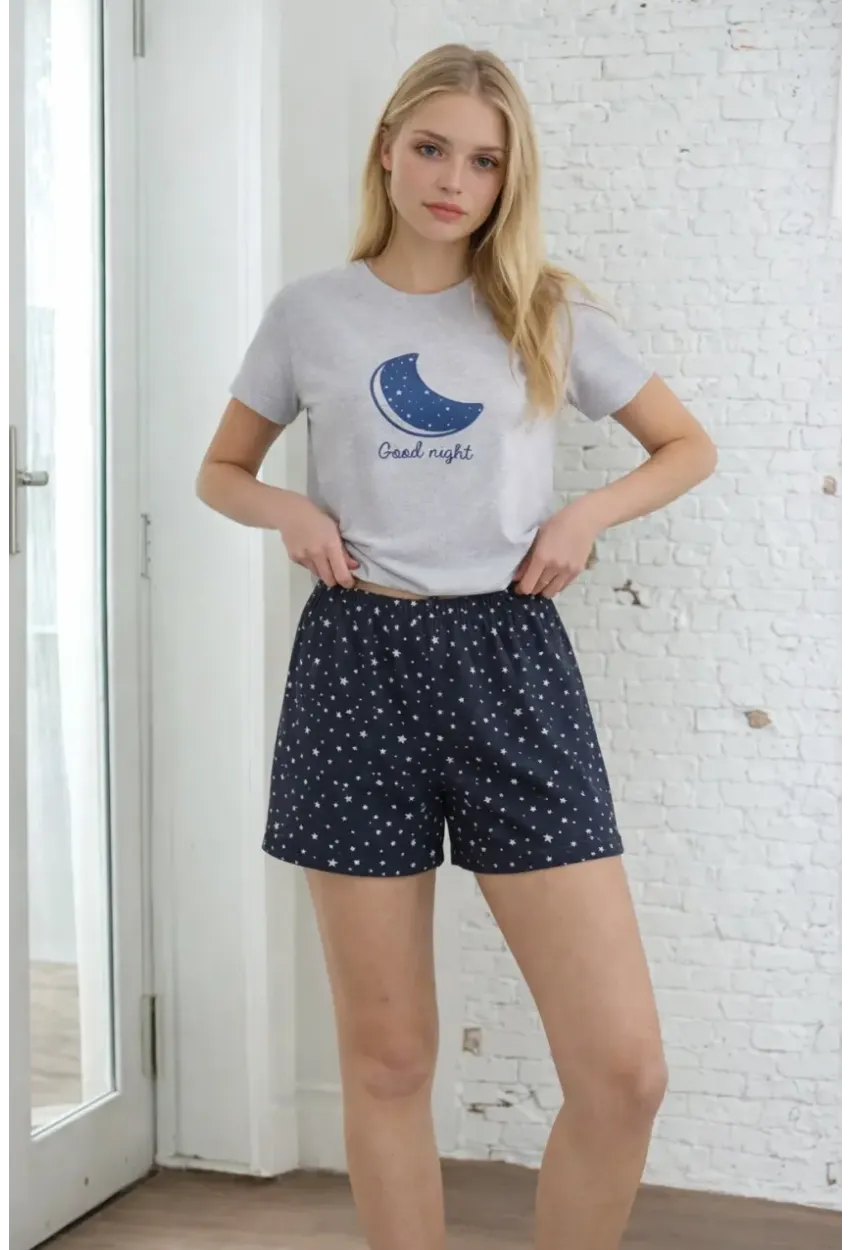 Kısa Kollu Rahat Kesim Pijama Takımı