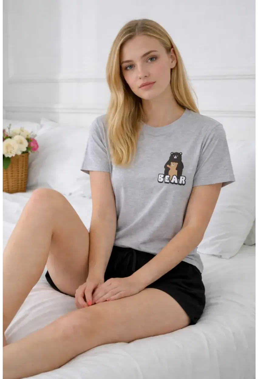 Kısa Kollu Rahat Kesim Pijama Takımı