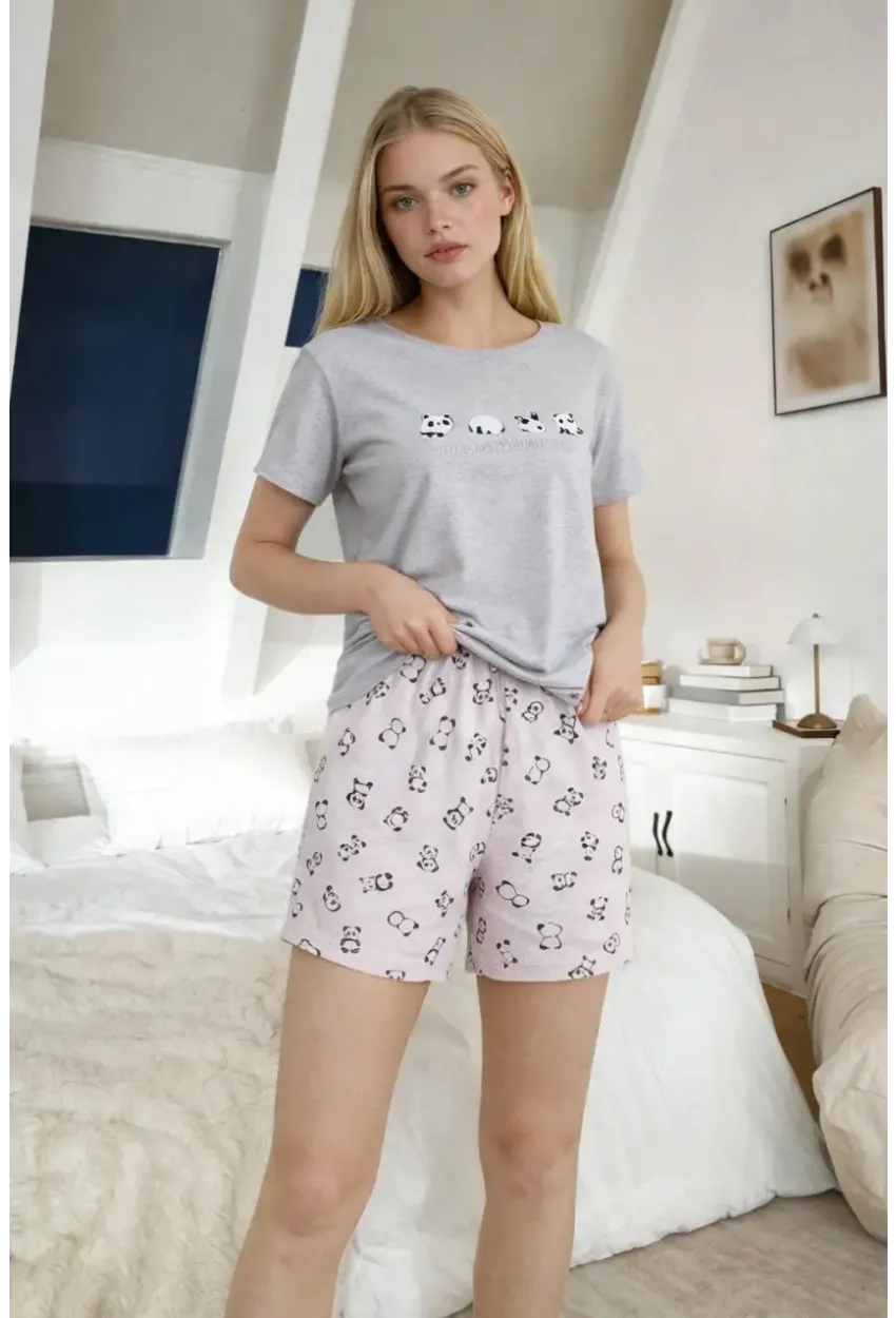 Kısa Kollu Rahat Kesim Pijama Takımı