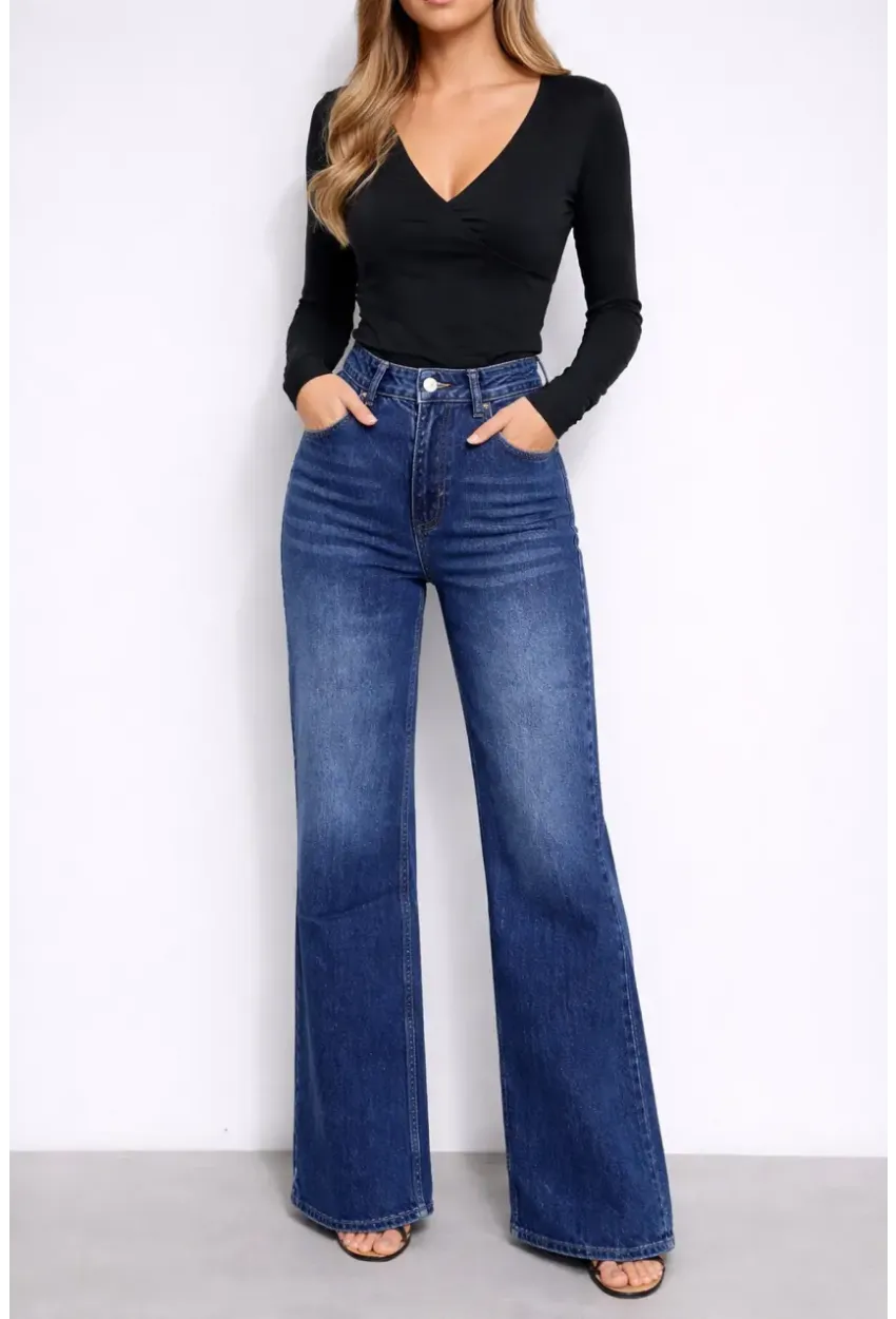 Lacivert İspanyol Paça Jean