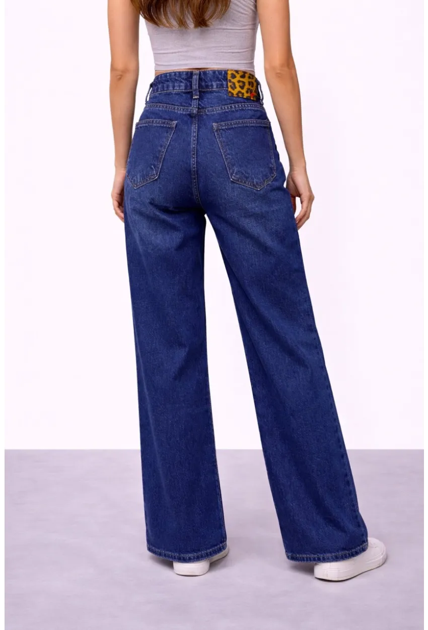 Lacivert İspanyol Paça Jean Pantalon