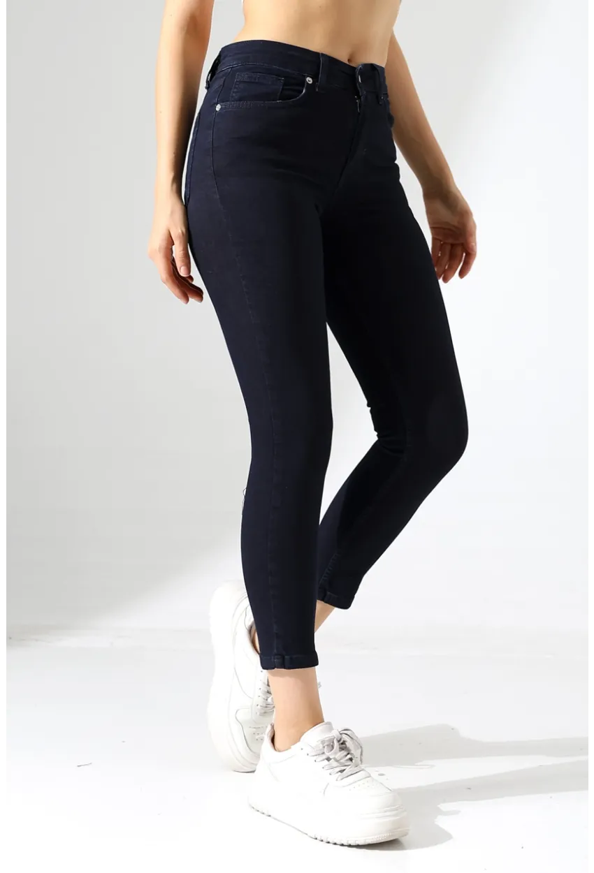 Lacivert Yüksek Bel Skinny Fit Jean Pantolon
