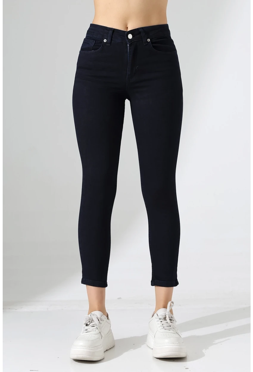 Lacivert Yüksek Bel Skinny Fit Jean Pantolon