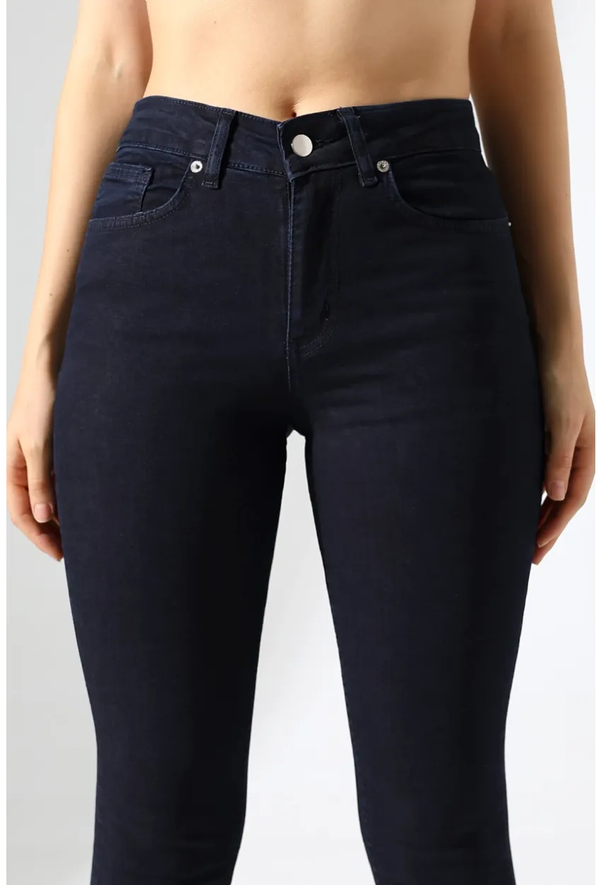 Lacivert Yüksek Bel Skinny Fit Jean Pantolon
