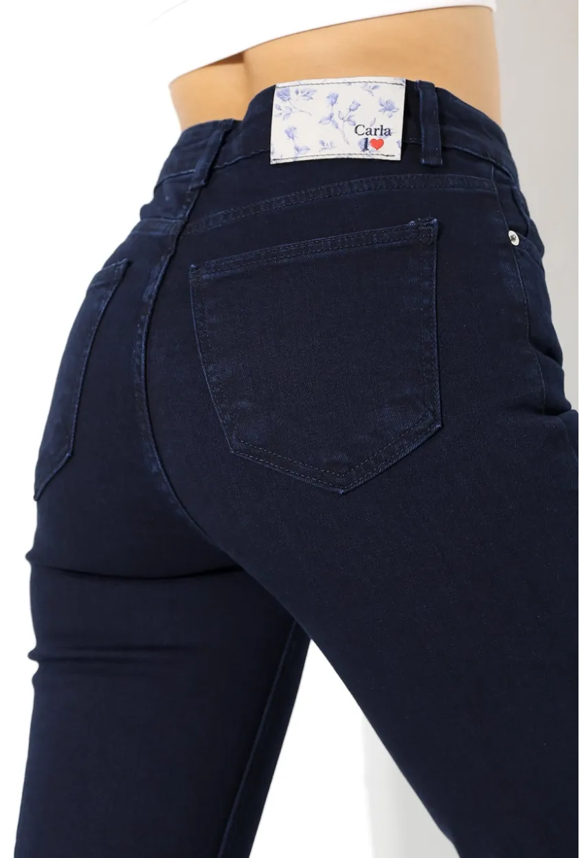 Lacivert Yüksek Bel Straight Fit Jean Pantolon
