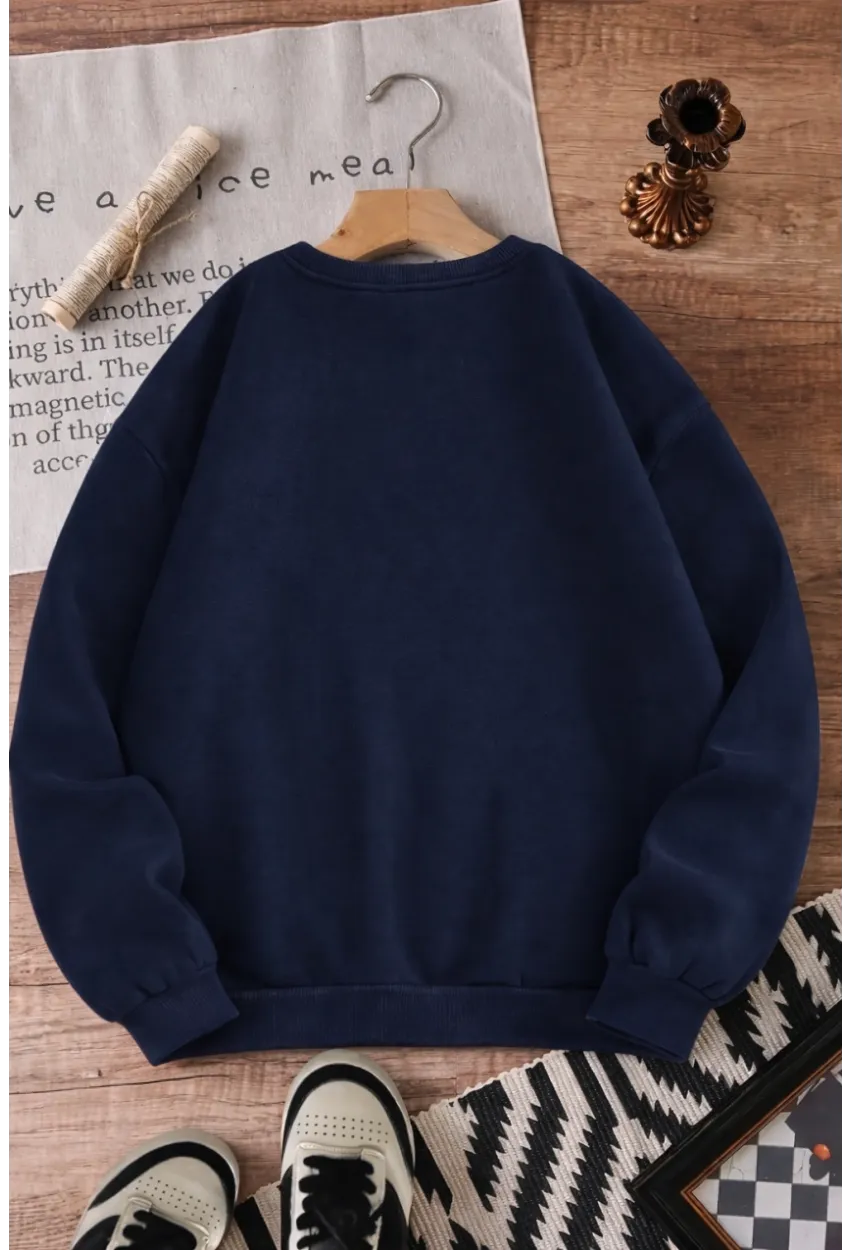 Leopar Fiyonk Baskılı 3Üç İplik Oversize Sweatshirt