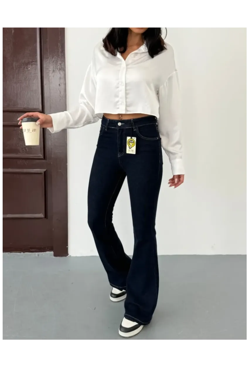 Likralı İspanyol Flare Jeans