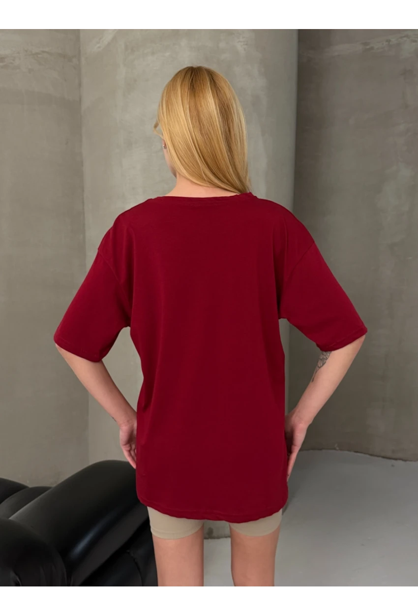 Love Baskılı Oversize Kadın Tişört – Kırmızı