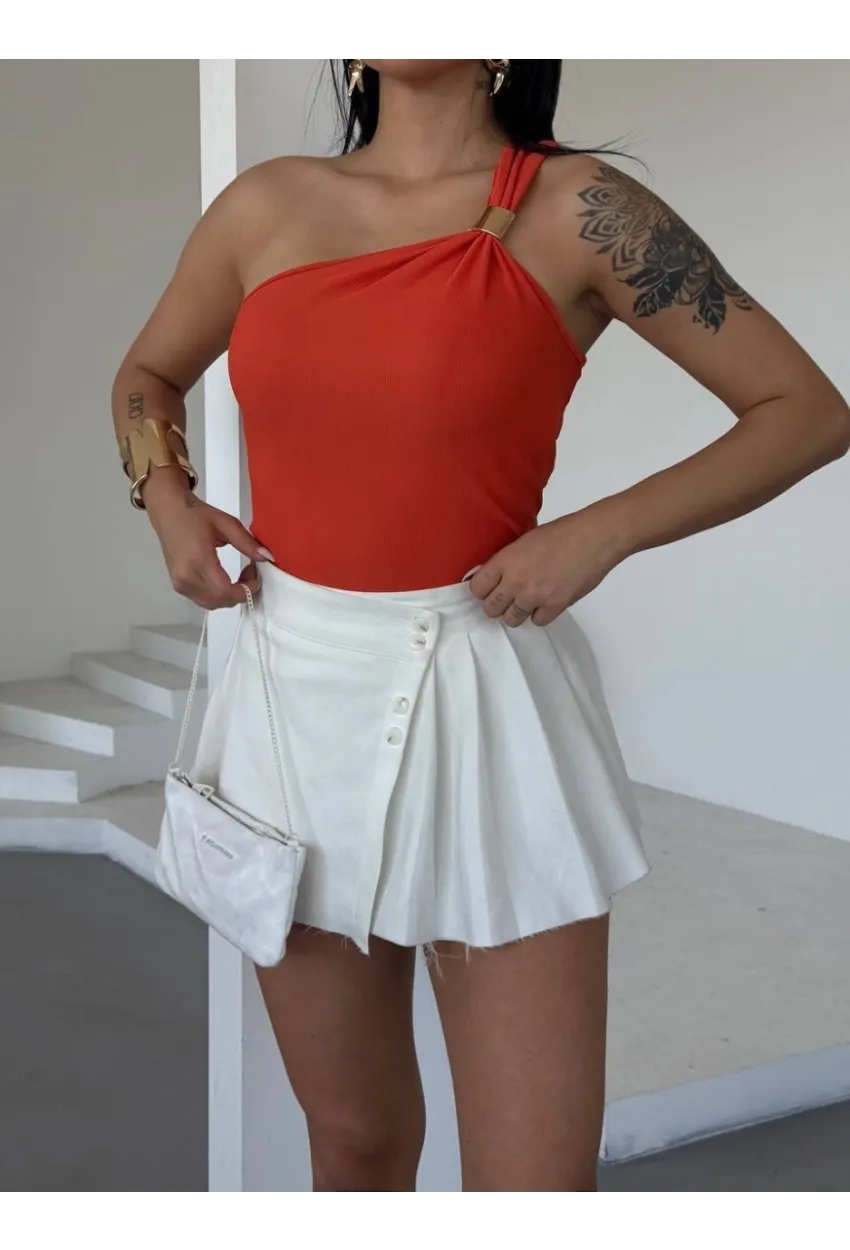 Ottoman Omuz Detay Turuncu Bluz