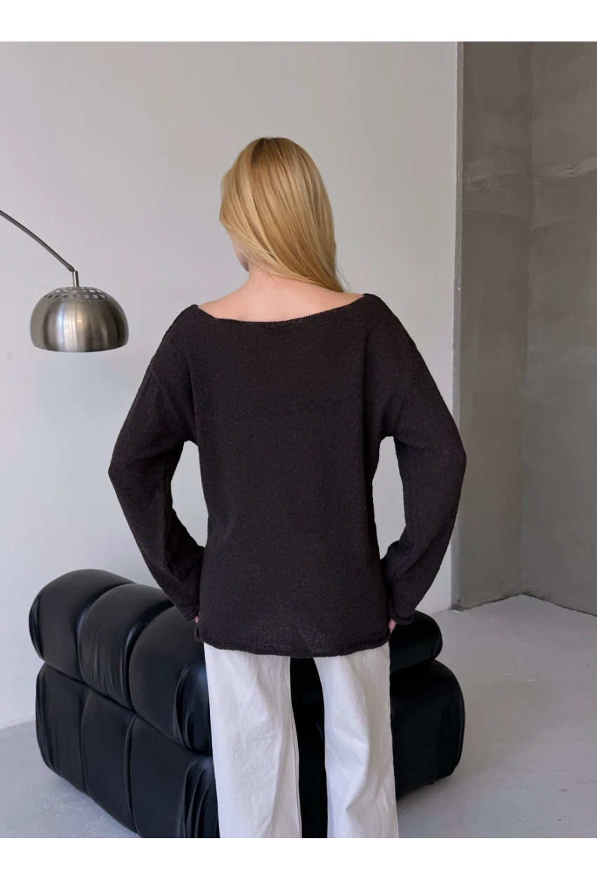 Oversize Kayık Yaka Triko Bluz