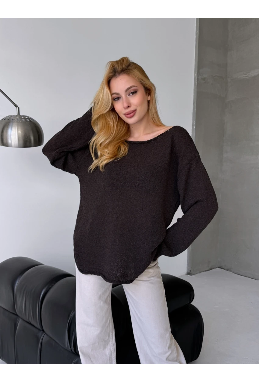 Oversize Kayık Yaka Triko Bluz