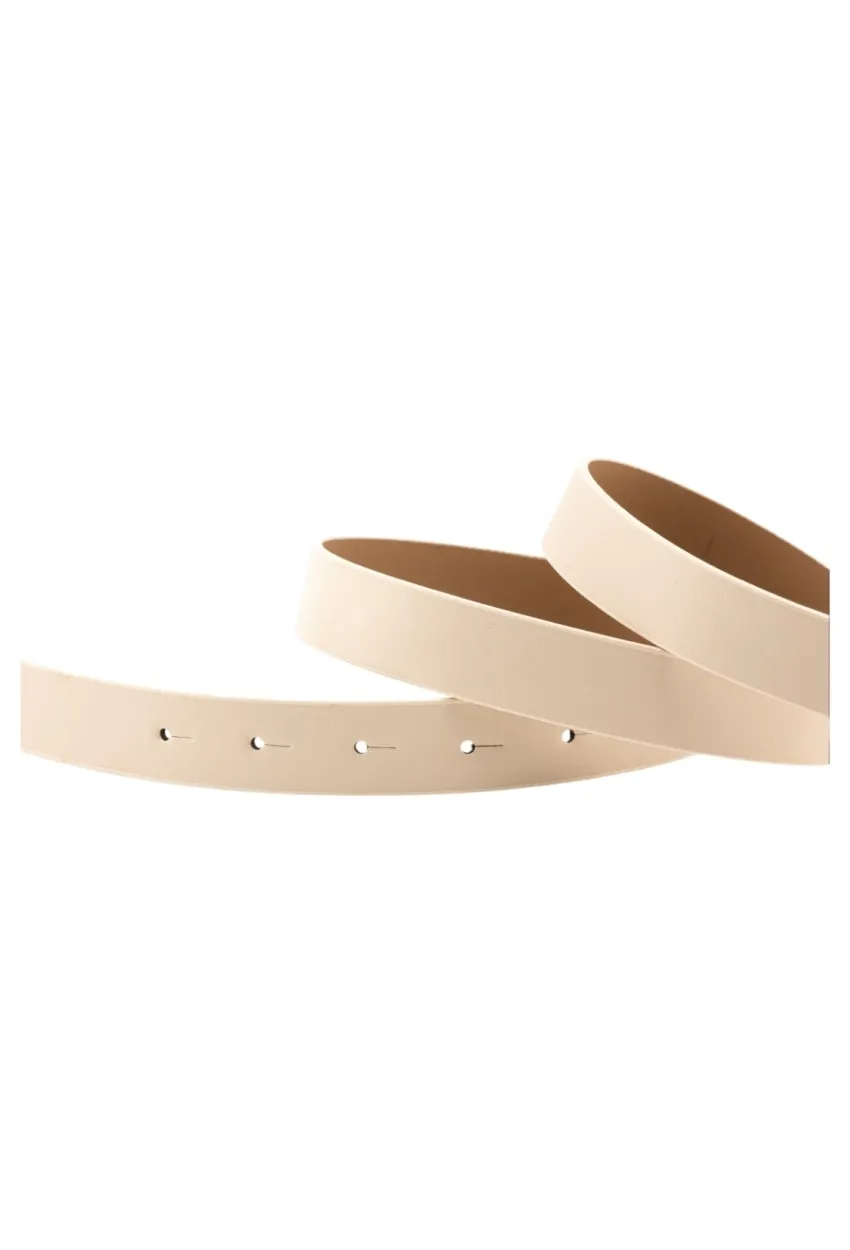 Parlak Kare Tokalı Bej Kadın Kemeri