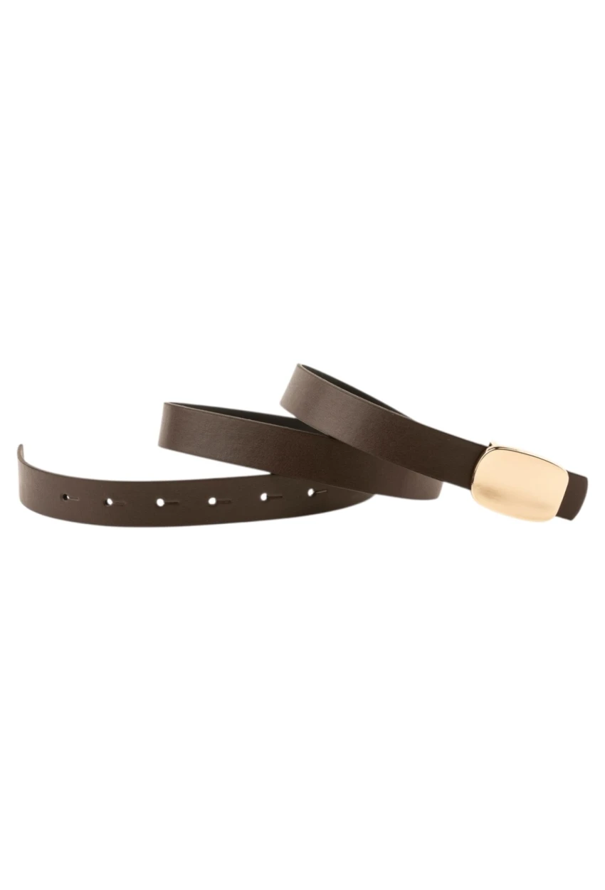 Parlak Kare Tokalı Kahve Kadın Kemeri