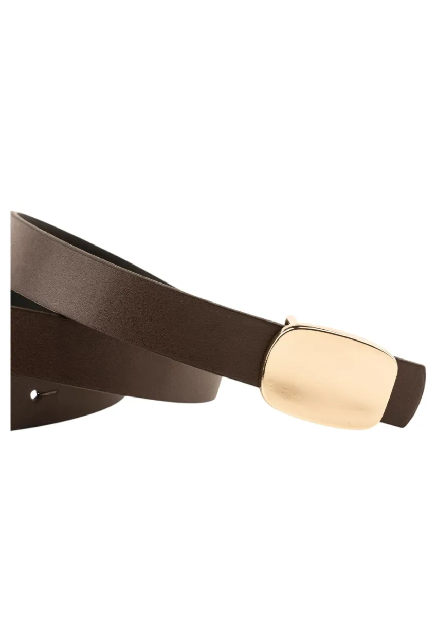 Parlak Kare Tokalı Kahve Kadın Kemeri