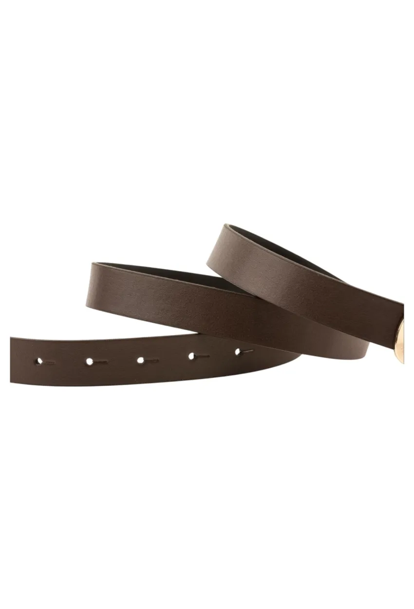 Parlak Kare Tokalı Kahve Kadın Kemeri